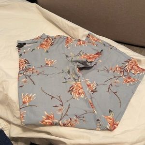 Blue and flowers bodycon dress